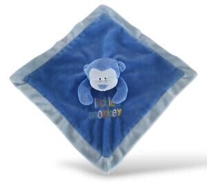 Baby Essentials Lovey Lovie Security Blanket Little Monkey Plush Blue 12"
